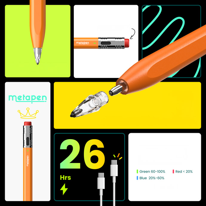 Rysik Metapen Pencil Air8 Pro X do iPad, pomarańczowy 