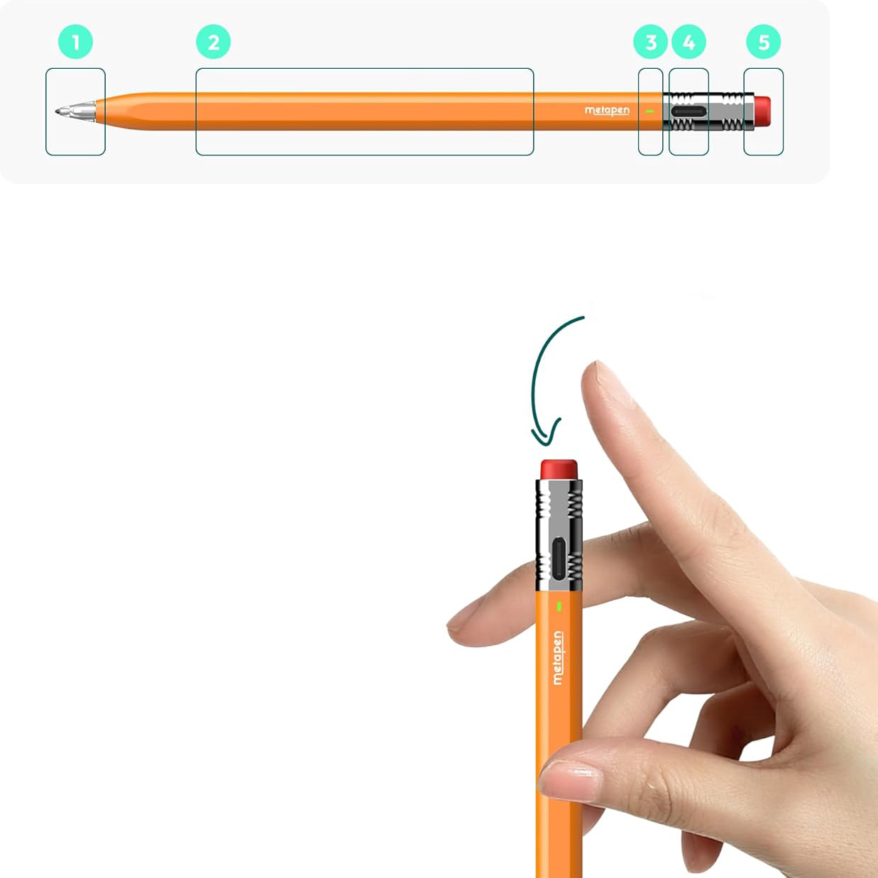 Rysik Metapen Pencil Air8 Pro X do iPad, pomarańczowy 