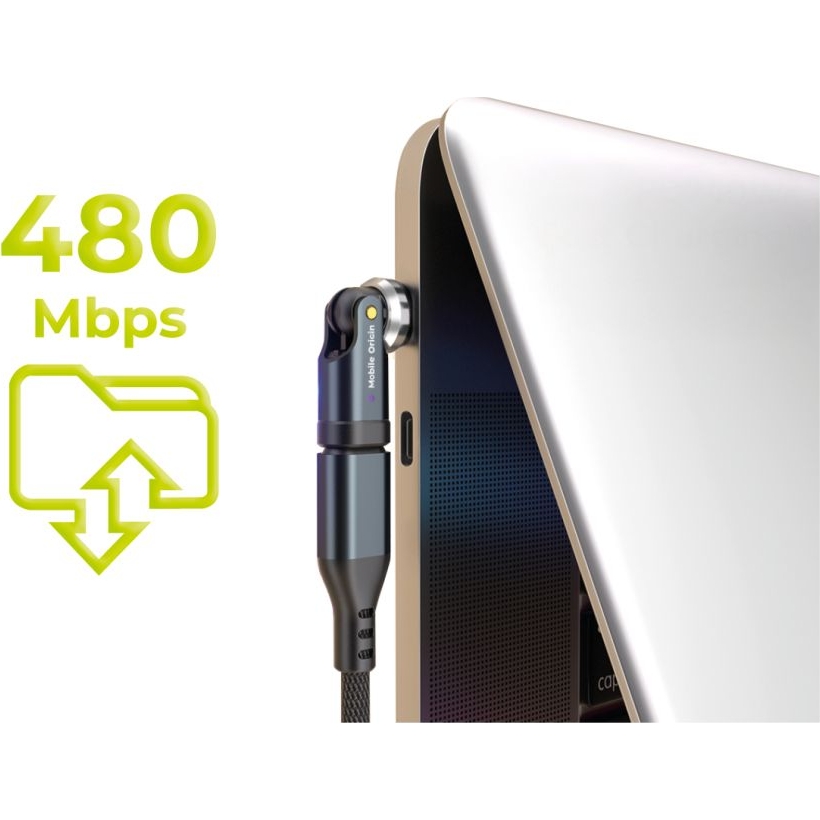 Adapter Mobile Origin USB-C 240W z podwójnym mechanizmem obrotowym 540°, szary