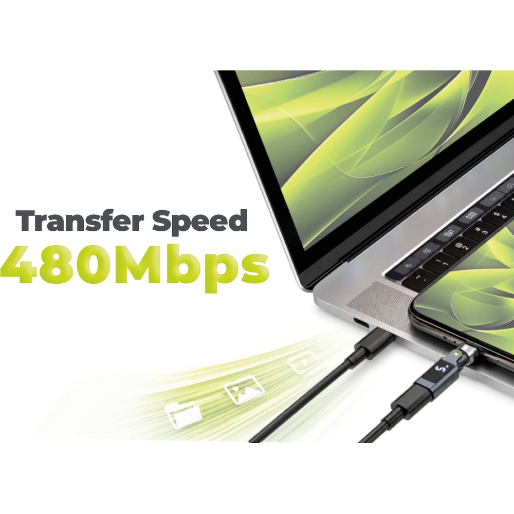 Mobile Origin CB15, adapter USB-C z transferem danych do 480 Mb/s, szary