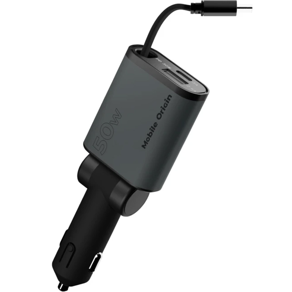 Ładowarka samochodowa Mobile Origin Car Charger CA27 PD 50W, USB-A, USB-C, z kablem USB-C, czarno-szara