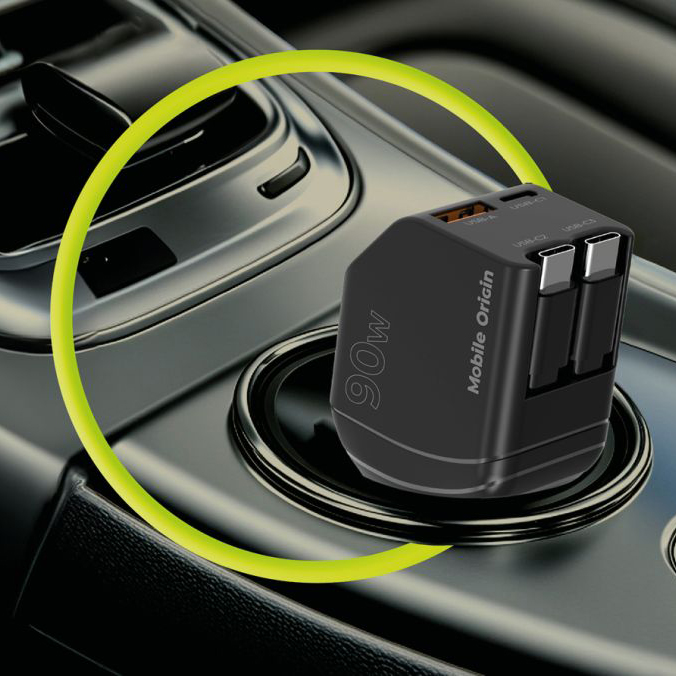 Mobile Origin Car Charger CA22, uniwersalna dyskretna ładowarka samochodowa wygodna wszechstronna czarny