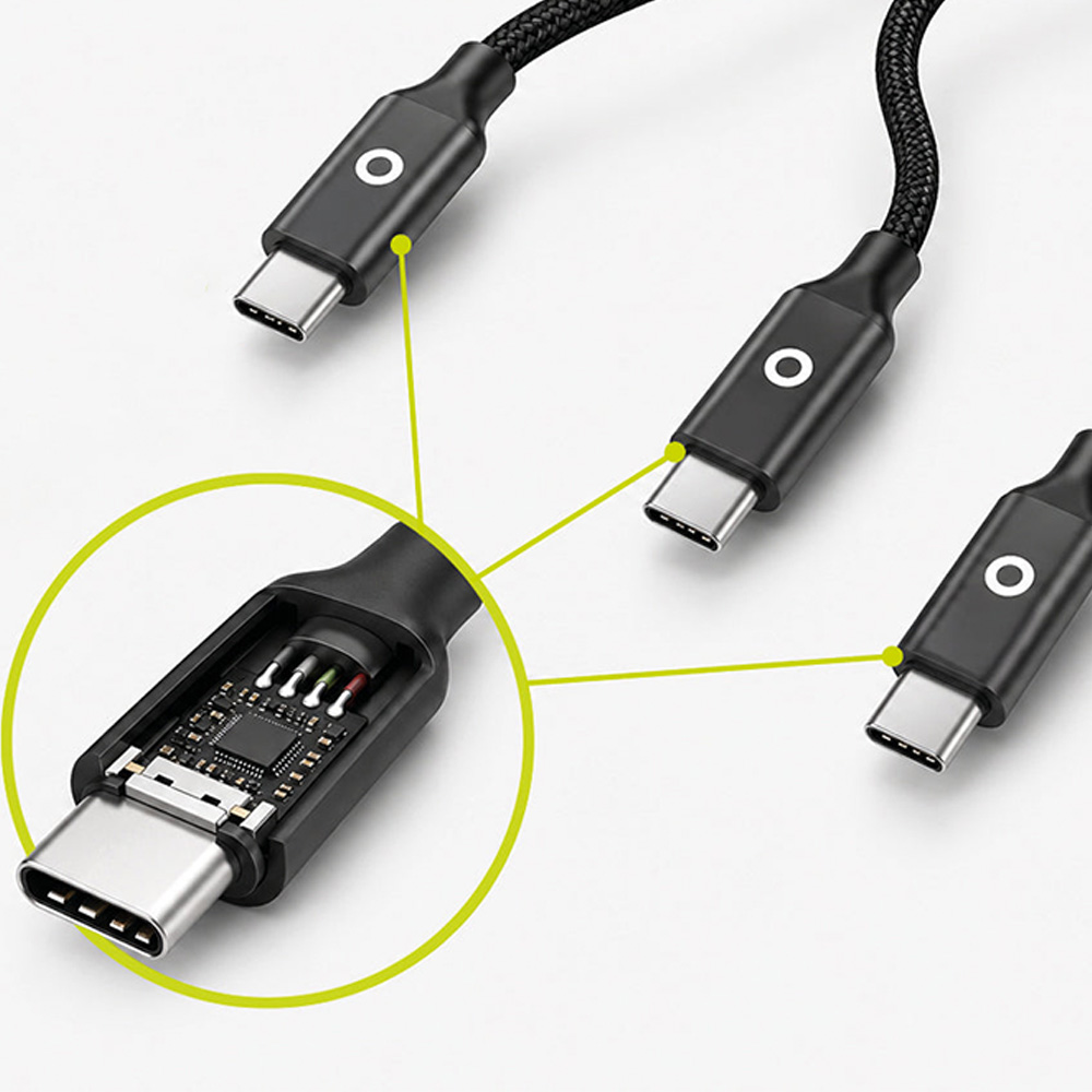 Kabel Mobile Origin CB10 USB-C do 2x USB-C, 140W PD, PPS, QC, 480 Mbps, 1,2 m, czarny