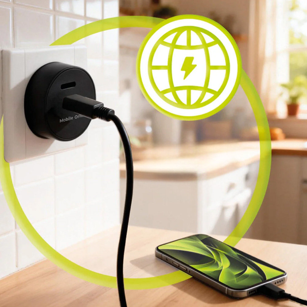 Ładowarka sieciowa GaN 2x USB-C, 30W, Mobile Origin Charger Plug PW33, czarna