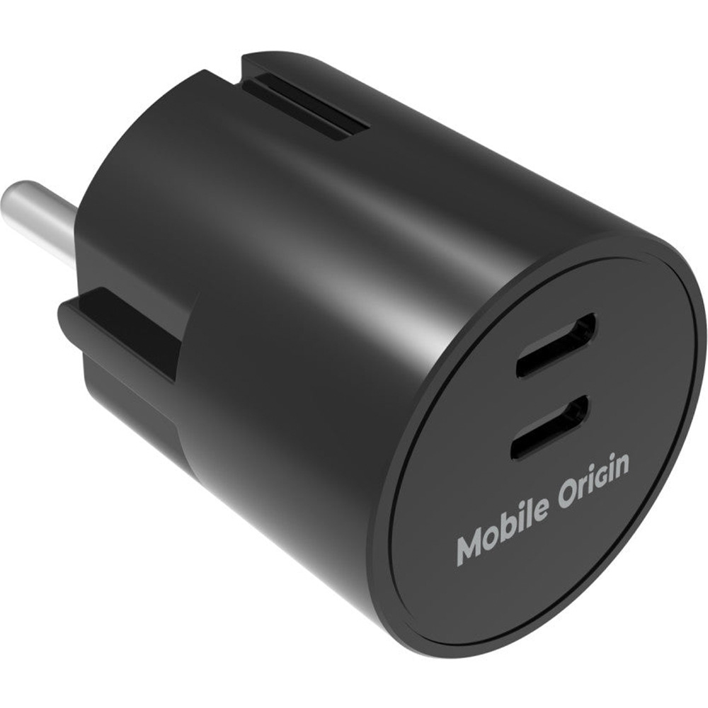 Ładowarka sieciowa GaN 2x USB-C, 30W, Mobile Origin Charger Plug PW33, czarna