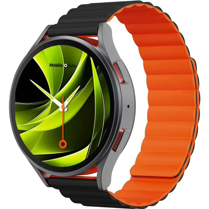 Mobile Origin Easy Strap Magnetic Watch, elastyczny silikon odporny na pot i wodę, higieniczny, czarno-pomarańczowy