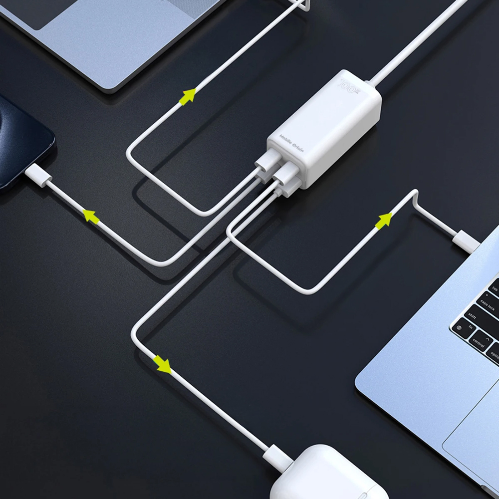 Mobile Origin MultiHub Charger PW18, wieloportowa ładowarka GaN, szybkie ładowanie dla wielu urządzeń, biała