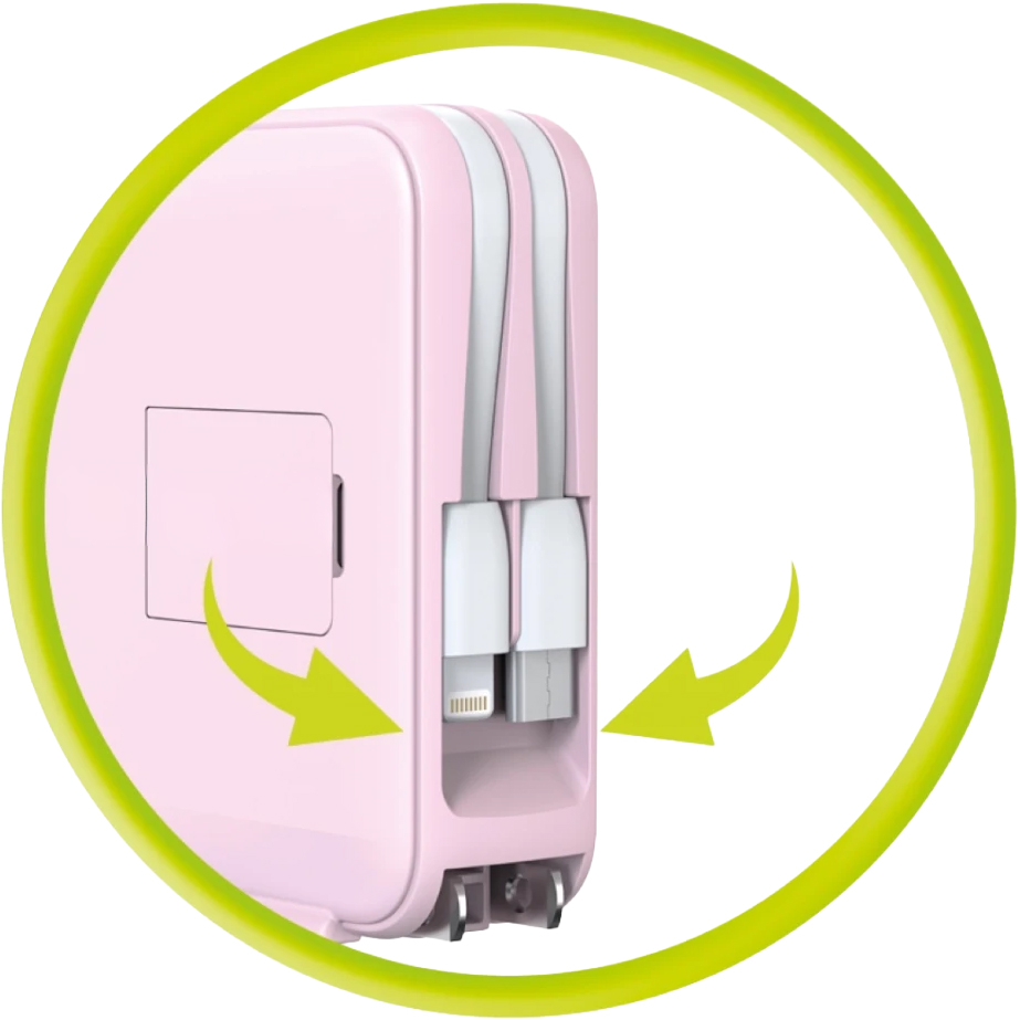 Mobile Origin Powerbank & Travel Charger, wielofunkcyjne ładowanie na podróż, szybkie, różowy