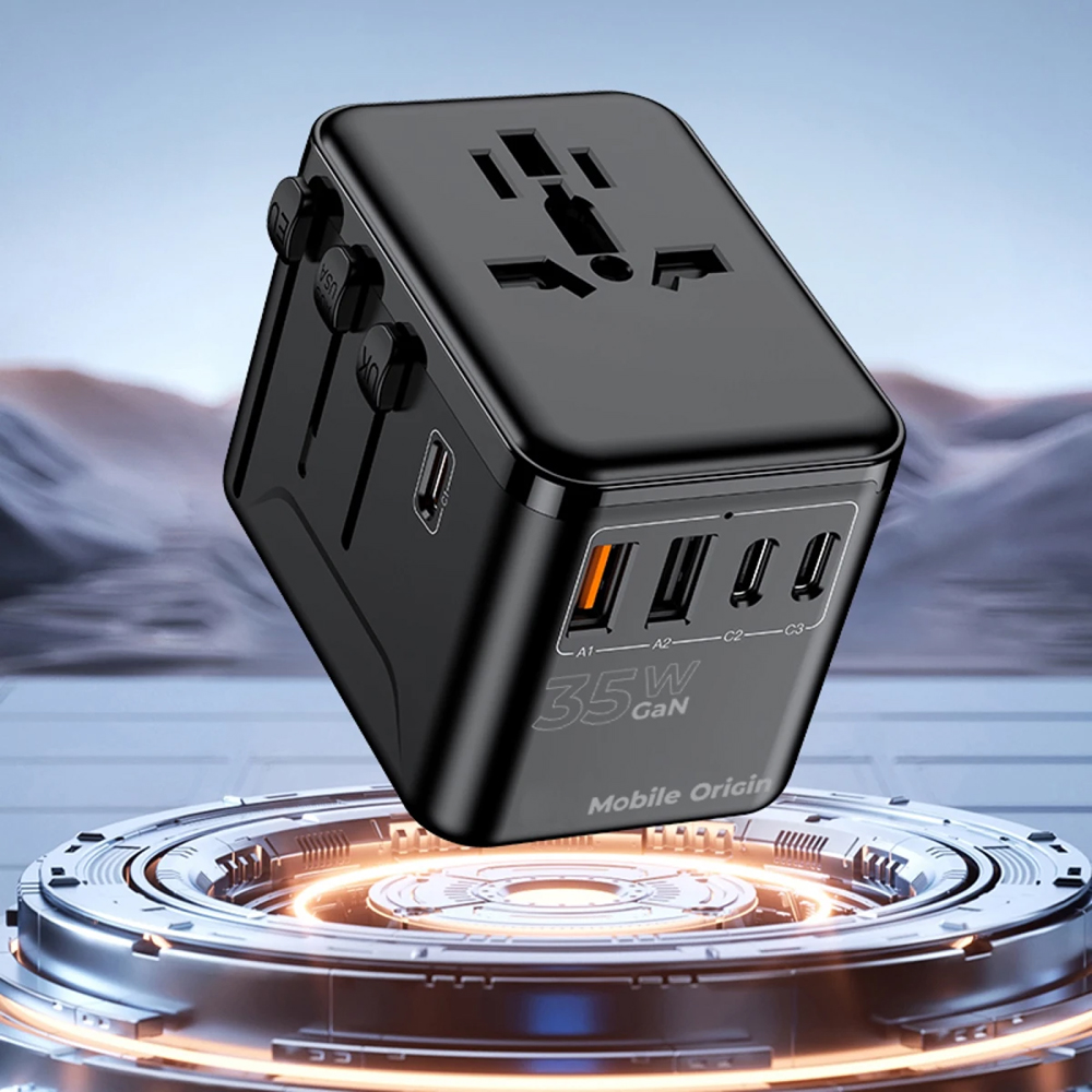 Mobile Origin Travel Adapter PW4, wieloportowy szybki adapter do ładowania, funkcjonalność, czarna