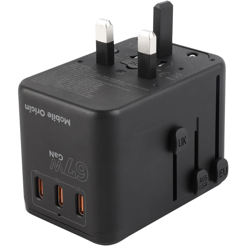 Mobile Origin Travel Adapter PW5, kompaktowa i stylowa budowa, lekki, czarna