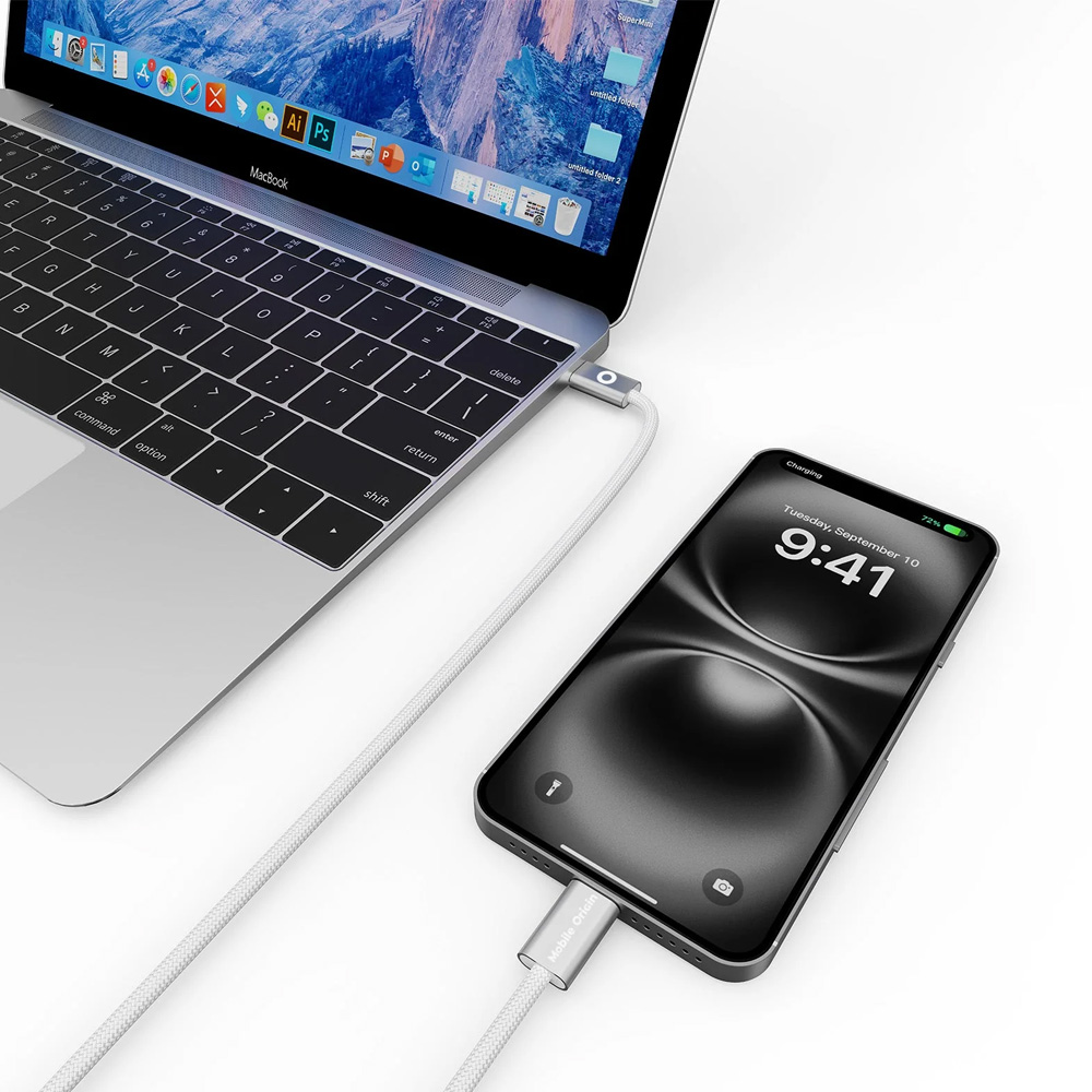 Kabel Mobile Origin UltraSlim CB11 USB-C do USB-C, PD 2.0 60W, 480 Mb/s, 1m, biały