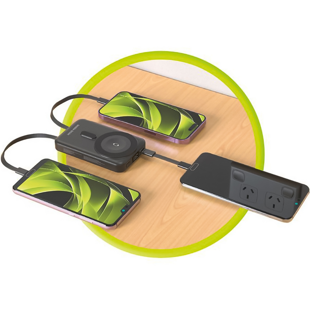 Mobile Origin Wireless Magnetic PowerBank 10000mAh, USB-C and Lightning Cable PB11, ładowanie Apple Watch, moduł zintegrowany, wielofunkcyjny, srebrny