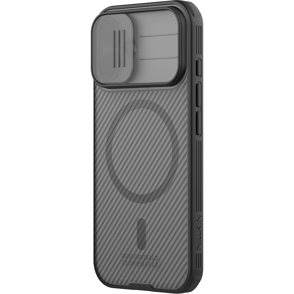 Etui z ochroną aparatu, kompatybilne z technologią MagSafe Nillkin CamShield Pro Magnetic do iPhone 17, półprzezroczysto-czarne