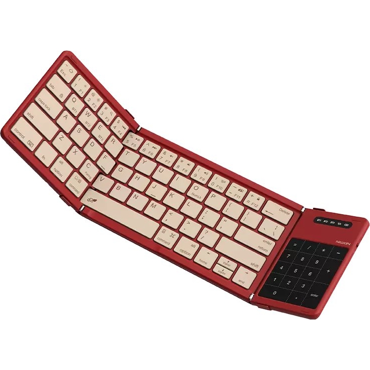 Nillkin Cube Pocket Keyboard, kompaktowa klawiatura, Bluetooth, mobilna, funkcjonalna, czerwona