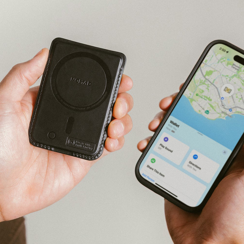 Nomad Leather Mag Wallet, lokalizacja Apple, szybka identyfikacja i bezpieczeństwo kart, czarny