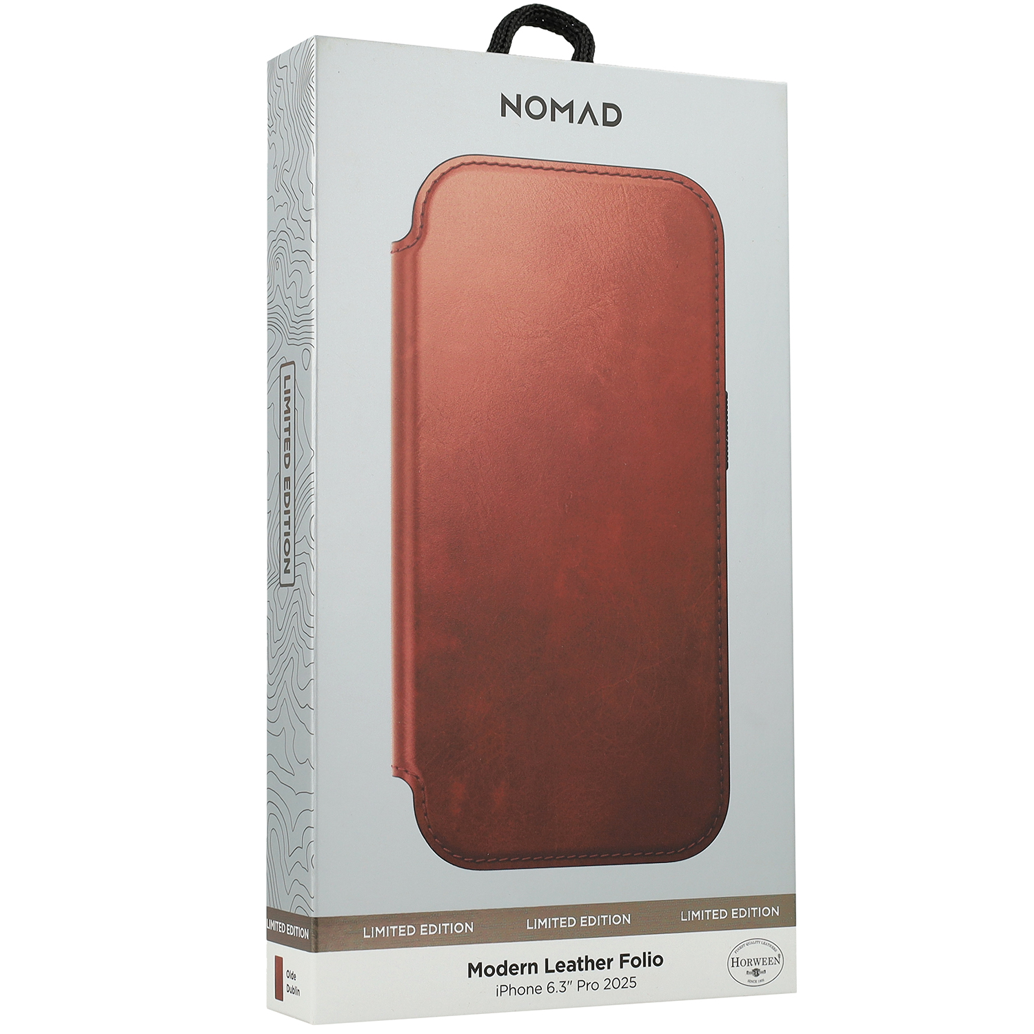 Etui z klapką Nomad Modern Leather Folio Horween Series do iPhone 17 Pro, brązowe. 