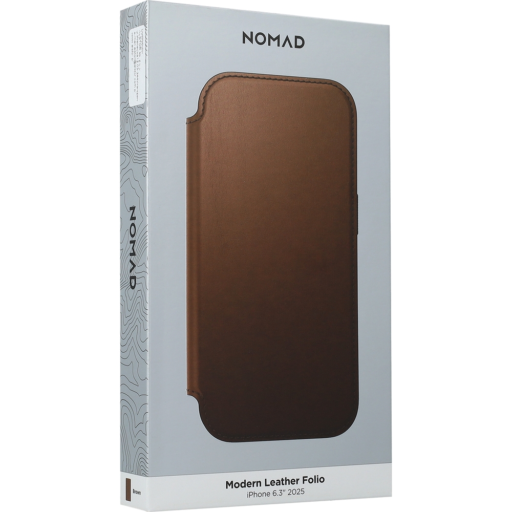 Etui z klapką Nomad Modern Leather Folio do MagSafe, do iPhone 17, brązowe