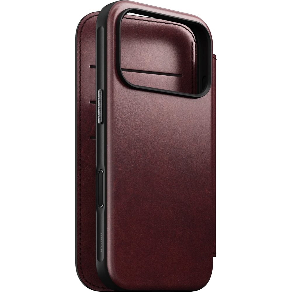 Etui z klapką Nomad Modern Leather Folio Horween Series do MagSafe, do iPhone 17 Pro, bordowe