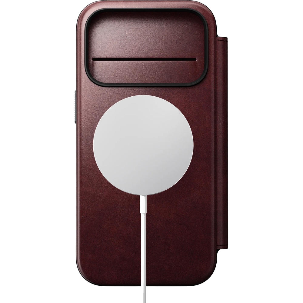 Etui z klapką Nomad Modern Leather Folio Horween Series do MagSafe, do iPhone 17 Pro, bordowe