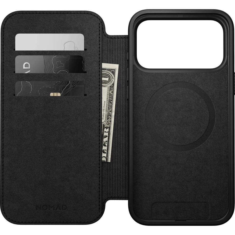 Etui z klapką Nomad Modern Leather Folio do MagSafe, do iPhone 17 Pro Max, czarne