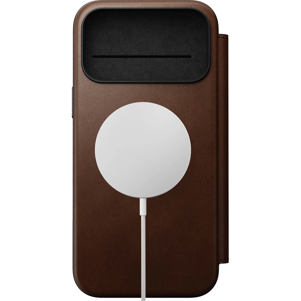 Etui z klapką Nomad Modern Leather Folio do MagSafe, do iPhone 17 Pro Max, brązowe