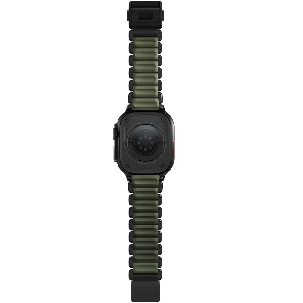 Pasek Nomad Stratos Band do Apple Watch 49/46/45/44 mm, czarny tytan z ciemnozielonym akcentem