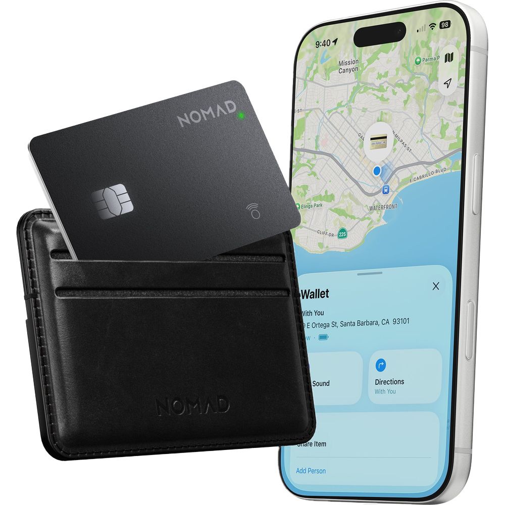 Nomad Tracking Card Pro, precyzyjny lokalizator Bluetooth, długa praca na baterii, czarny