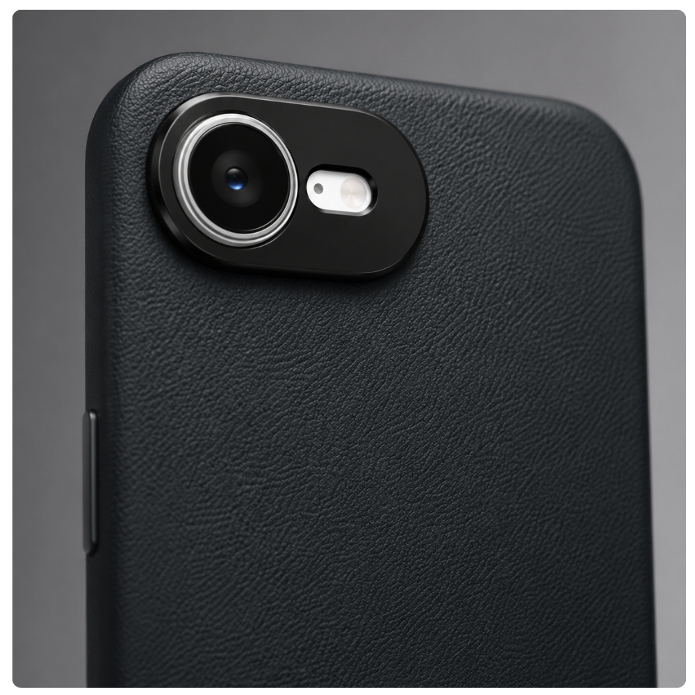 Podwyższona ochrona aparatu w etui YAXO Leather Gear do iPhone 17e