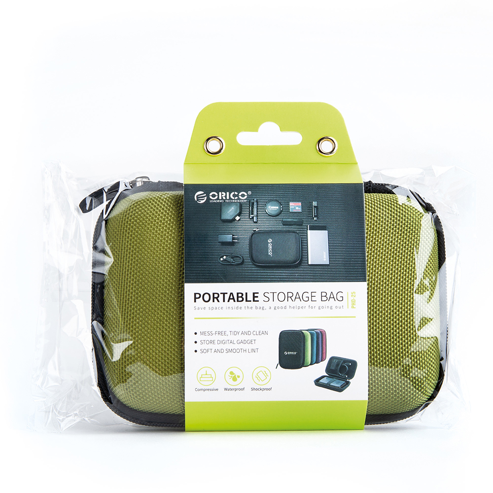 Orico Portable Storage Bag, zabezpieczający futerał na akcesoria elektroniczne, wytrzymały, zielone