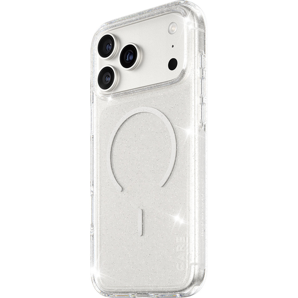 Etui PanzerGlass CARE Flagship Star Lit Case do MagSafe do iPhone 17 Pro Max, przezroczyste z brokatem