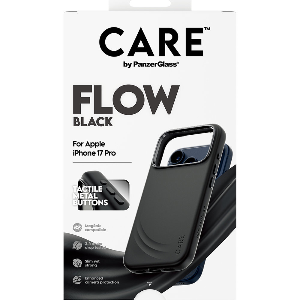 CARE by PanzerGlass Fashion Case Flow, ochronny case na plecki, elegancki smukły silikon certyfikaty, czarne