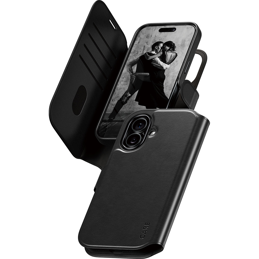 Etui z klapką Care by PanzerGlass Feature Tango 2w1 Wallet Magnetic do iPhone 17, czarne