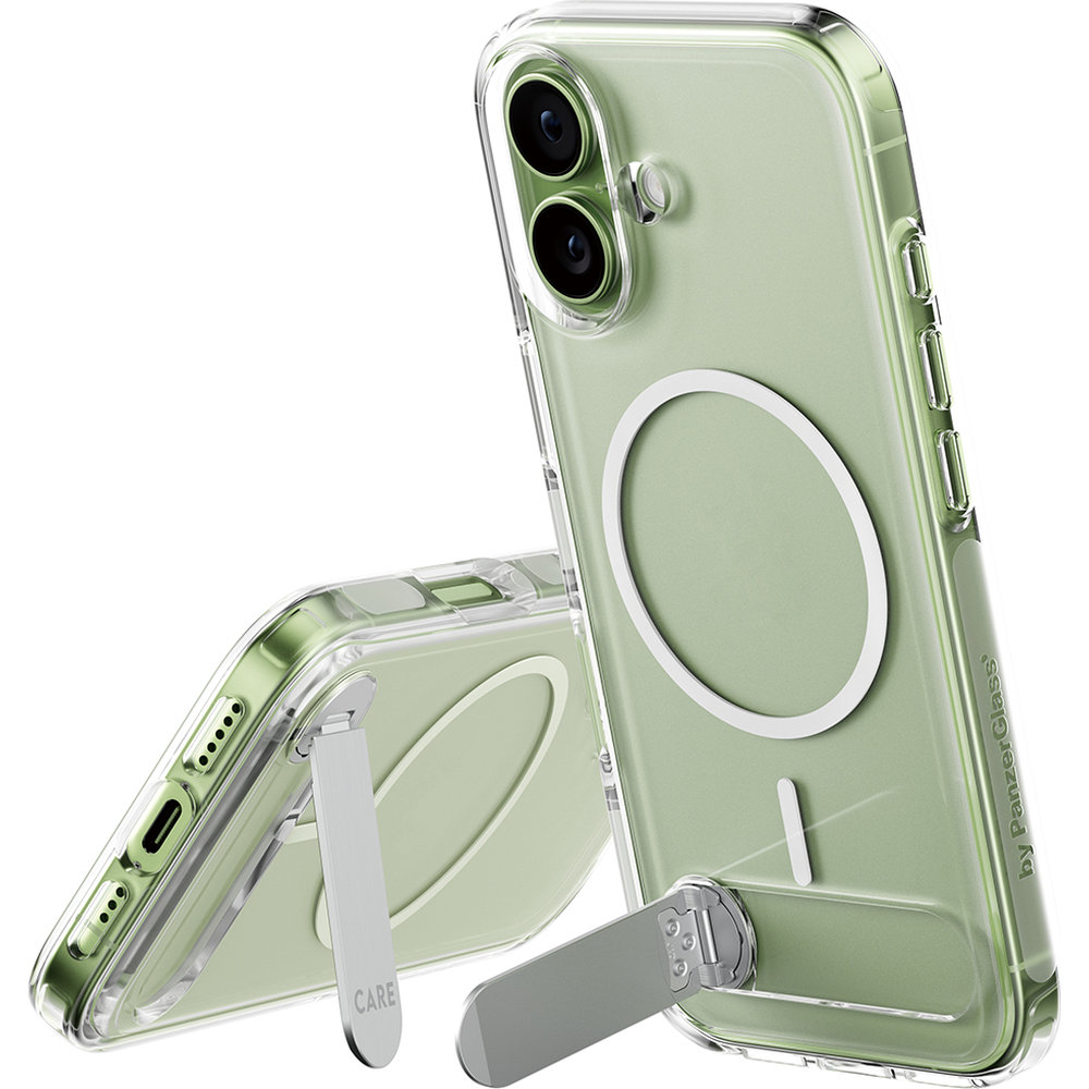 Etui CARE by PanzerGlass Kickstand Case do MagSafe do iPhone 17, przezroczysto-białe