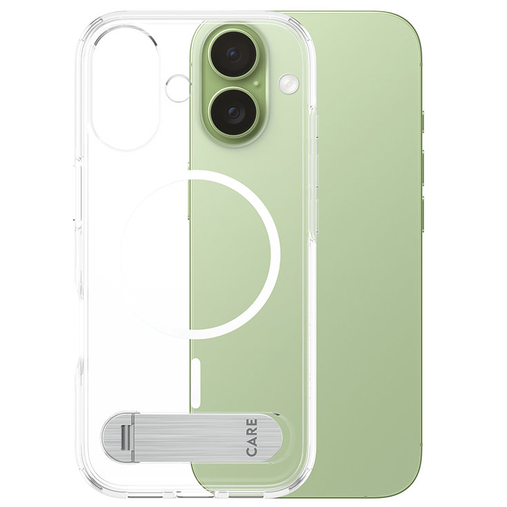 Etui CARE by PanzerGlass Kickstand Case do MagSafe do iPhone 17, przezroczysto-białe