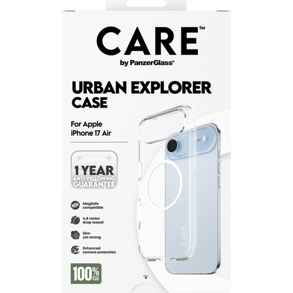 CARE by PanzerGlass Flagship Urban Explorer MagSafe, ochronny case na plecki, elegancki smukły, przezroczysto-białe