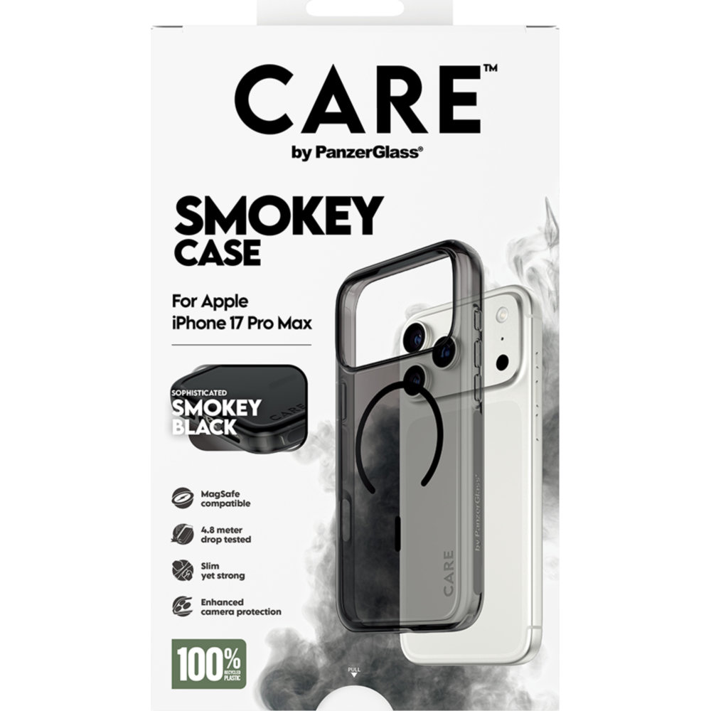 CARE by PanzerGlass Flagship Smokey MagSafe, ochronny case na plecki, elegancki smukły, przydymione