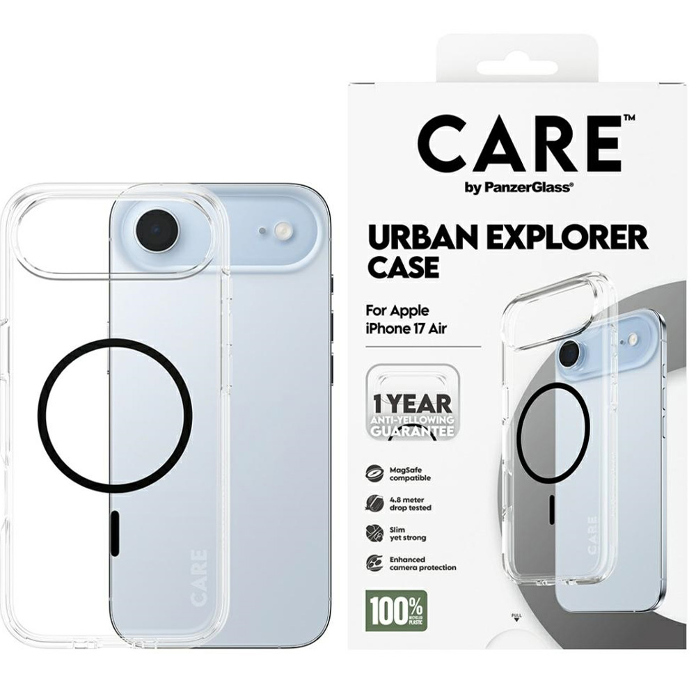 Etui CARE by PanzerGlass Flagship Urban Explorer do MagSafe do iPhone Air, przezroczysto-czarne