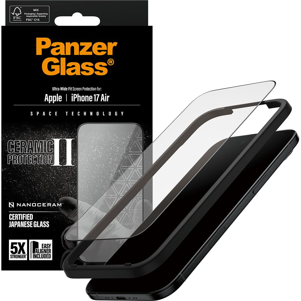 Szkło hartowane + aplikator na cały ekran PanzerGlass Ceramic Ultra-Wide Fit Easy Aligner do Apple iPhone Air