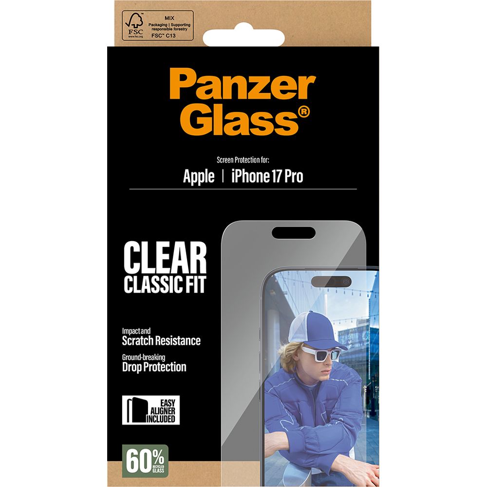 Szkło hartowane PanzerGlass Classic Fit + EasyAligner do iPhone 17 Pro