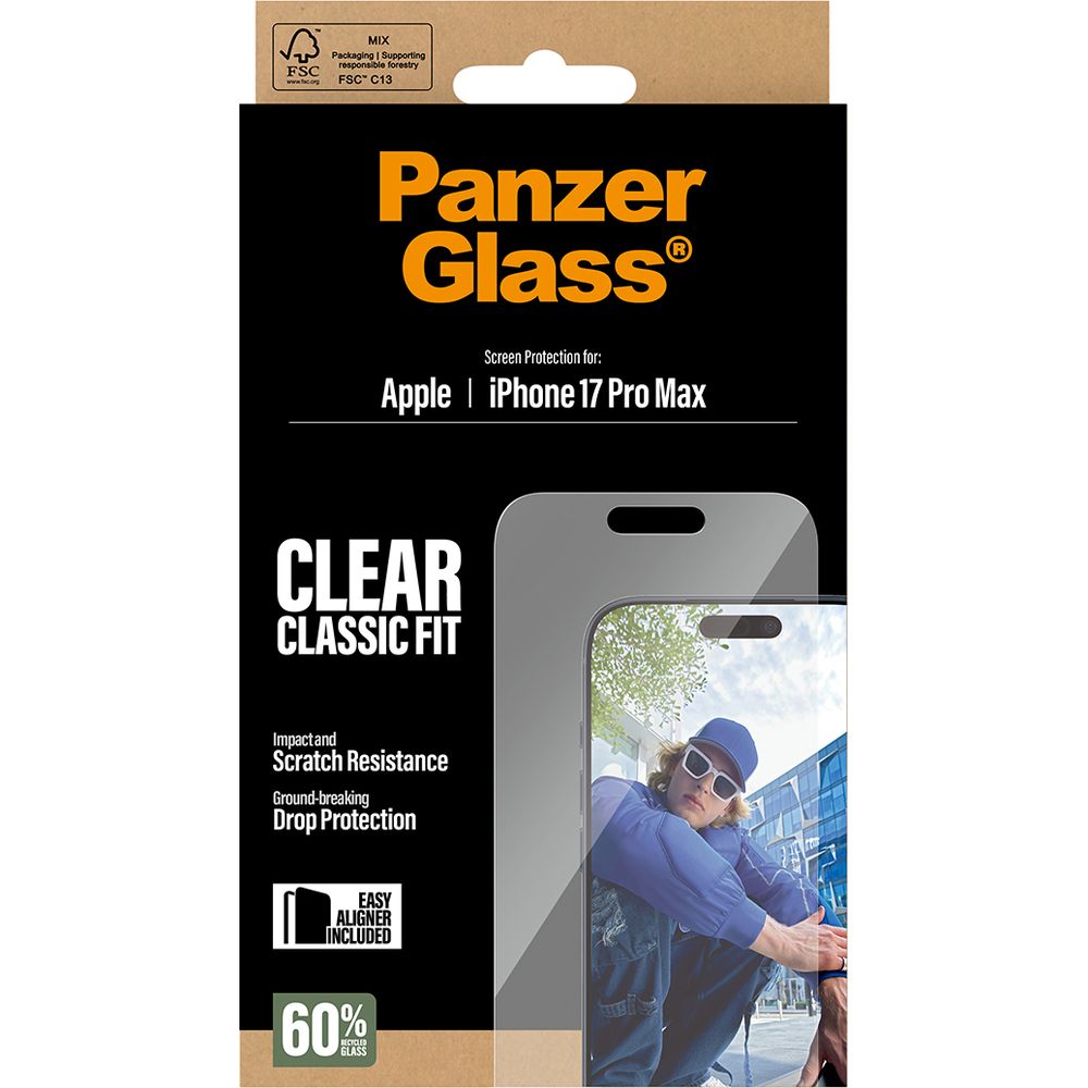 Szkło hartowane PanzerGlass Classic Fit + EasyAligner do iPhone 17 Pro Max