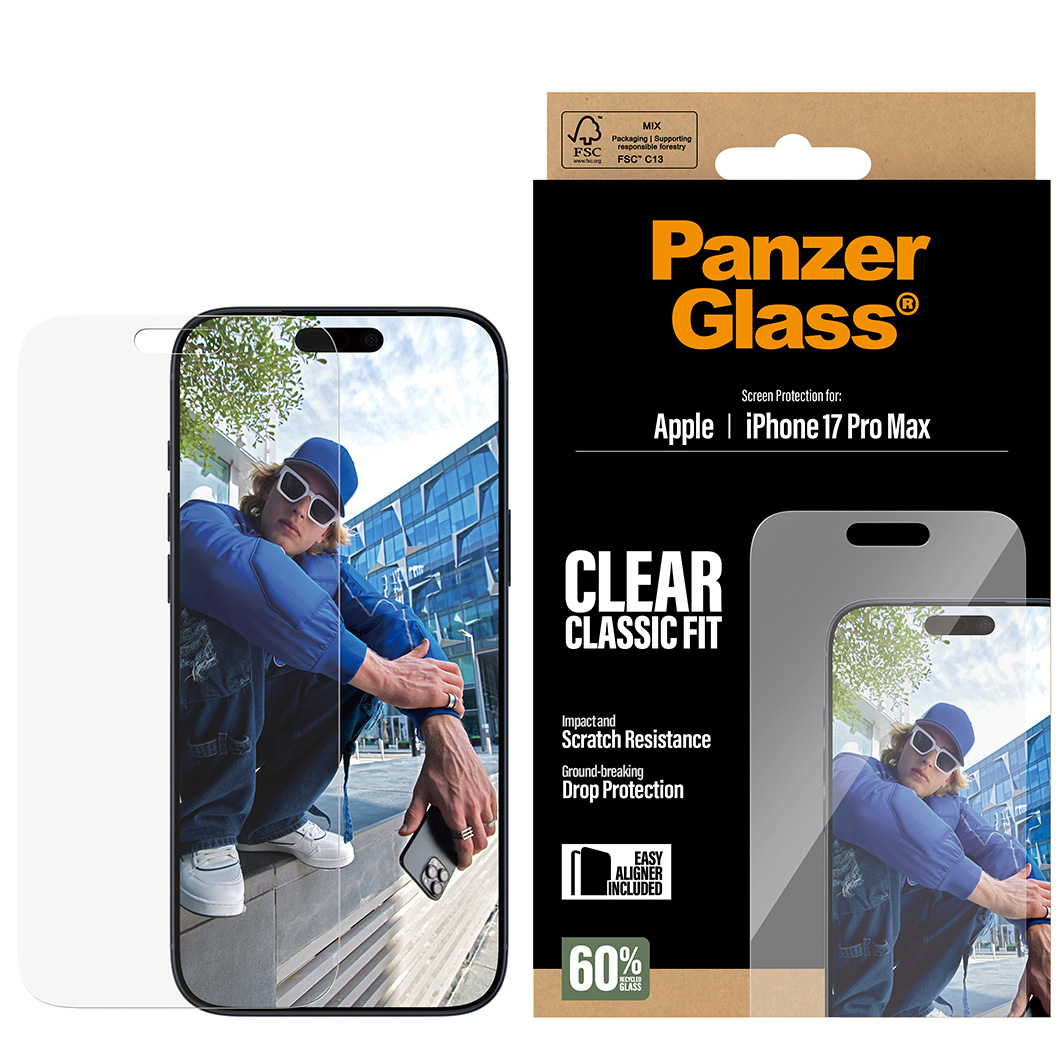 Szkło hartowane PanzerGlass Classic Fit + EasyAligner do iPhone 17 Pro Max