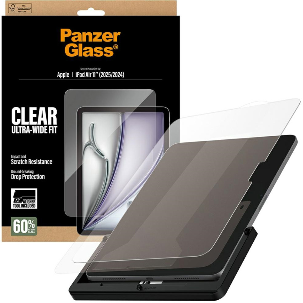 Szkło hartowane z aplikatorem PanzerGlass Clear Ultra-Wide Fit FastFit do iPad Air 11" 2025/2024