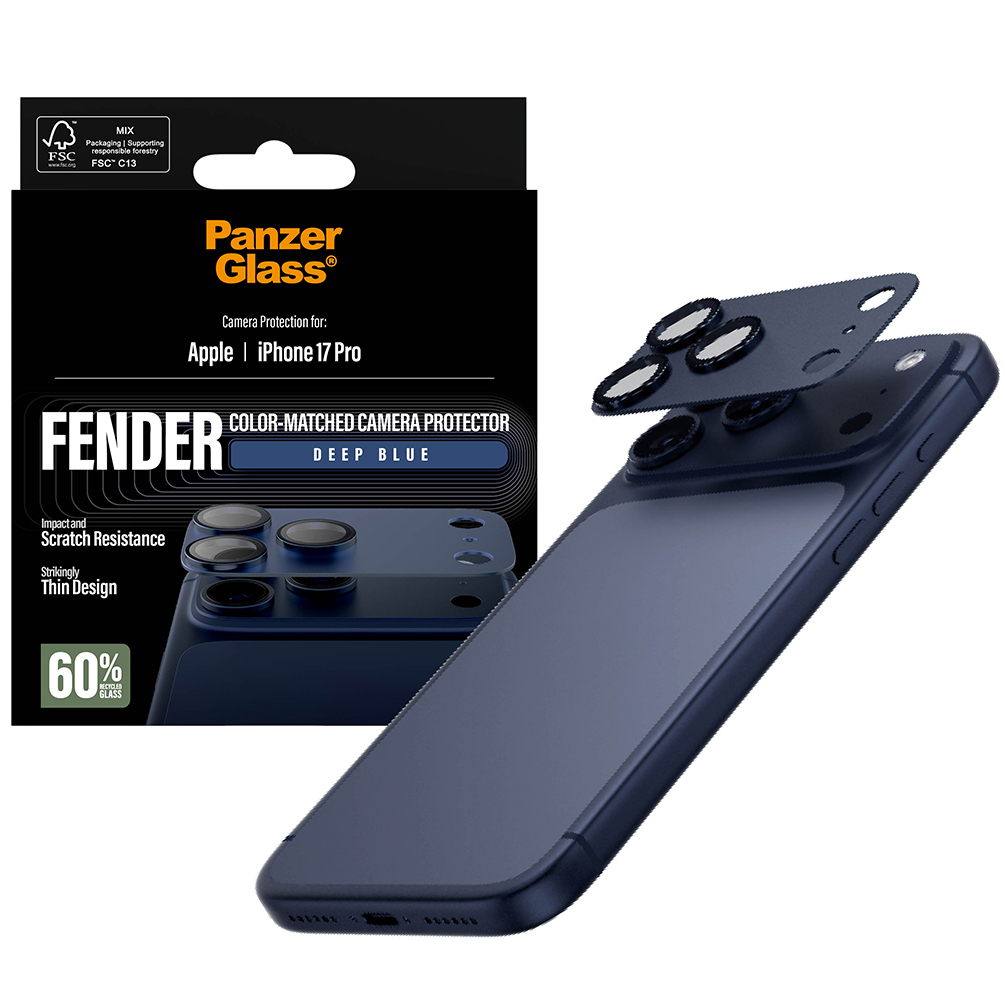 PanzerGlass Fender Camera Protector, doskonałe dopasowanie obiektywu, ochrona przed zadrapaniami, granatowe