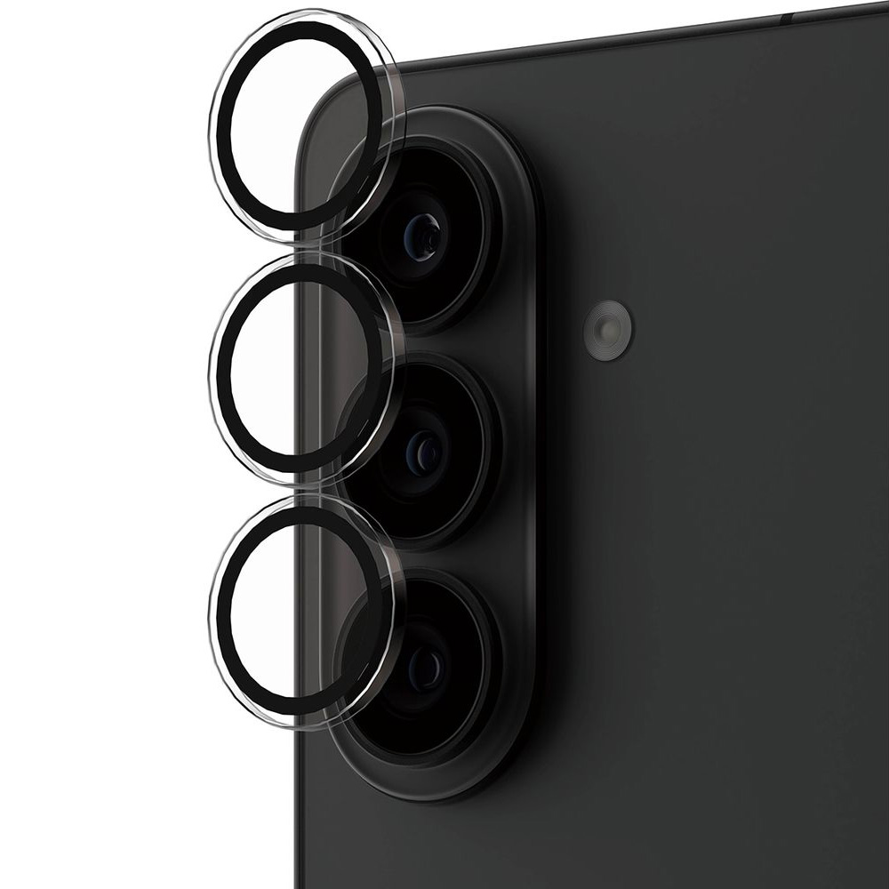 Pojedyncze lensy ze szkła hartowanego i aluminium na aparat z aplikatorem PanzerGlass Hoops do Galaxy S26 Plus / S26, przezroczyste