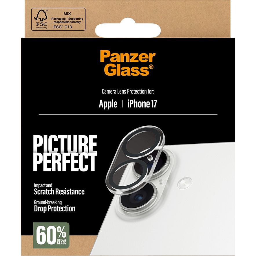 Szkło hartowane na aparat PanzerGlass PicturePerfect Camera Lens Protector dla iPhone 17, półprzezroczysto-czarne