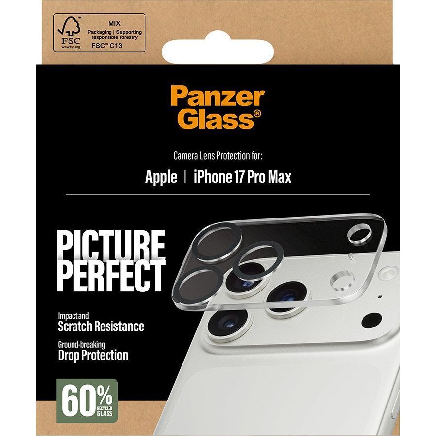 Szkło hartowane na aparat PanzerGlass PicturePerfect Camera Lens Protector dla iPhone 17 Pro Max, przezroczysto-czarne