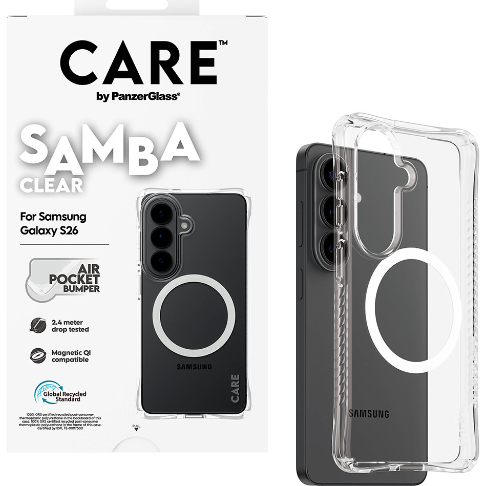 Etui CARE by PanzerGlass Samba Case do MagSafe do Galaxy S26, przezroczysto-białe