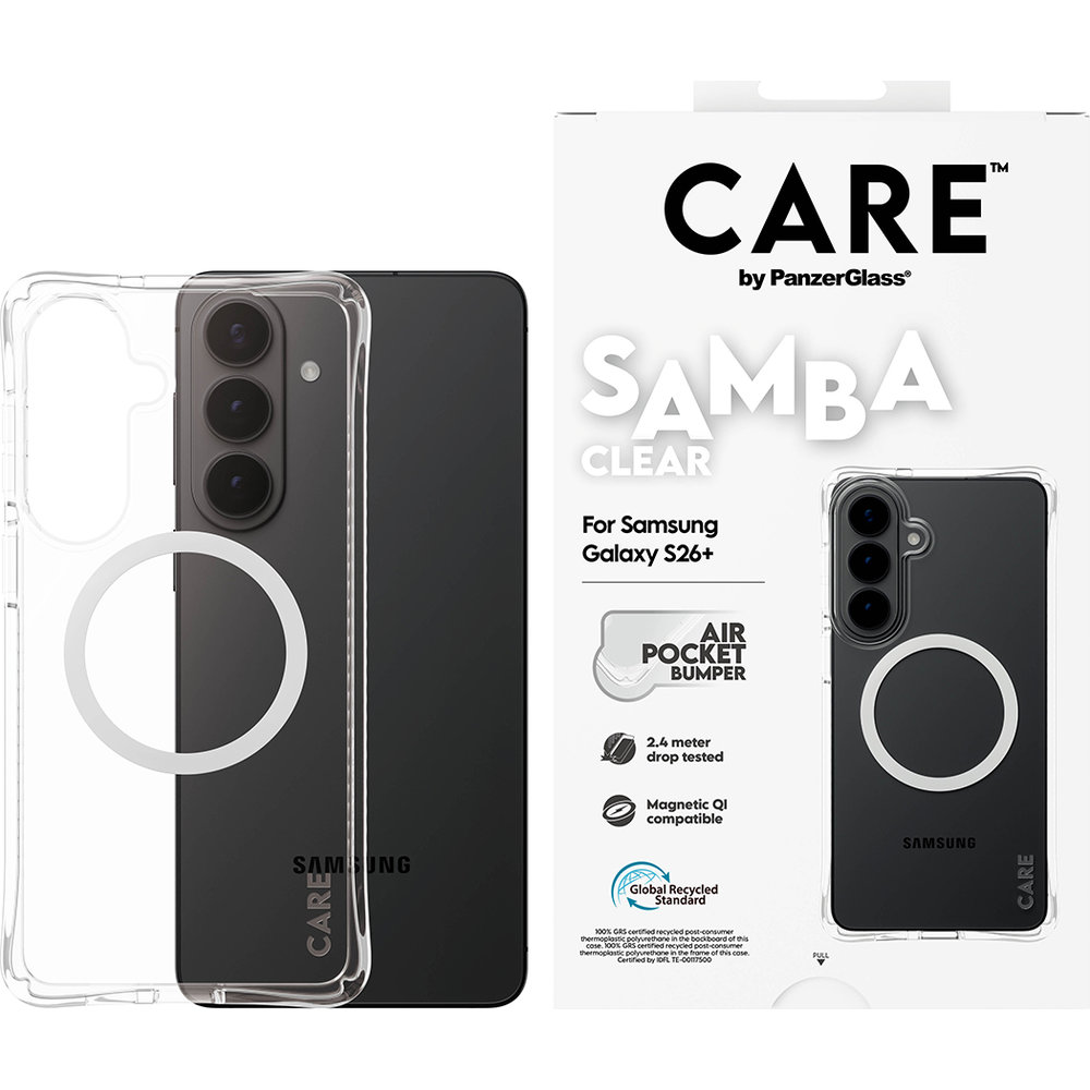 Etui CARE by PanzerGlass Samba Case do MagSafe do Galaxy S26 Ultra, przezroczysto-białe