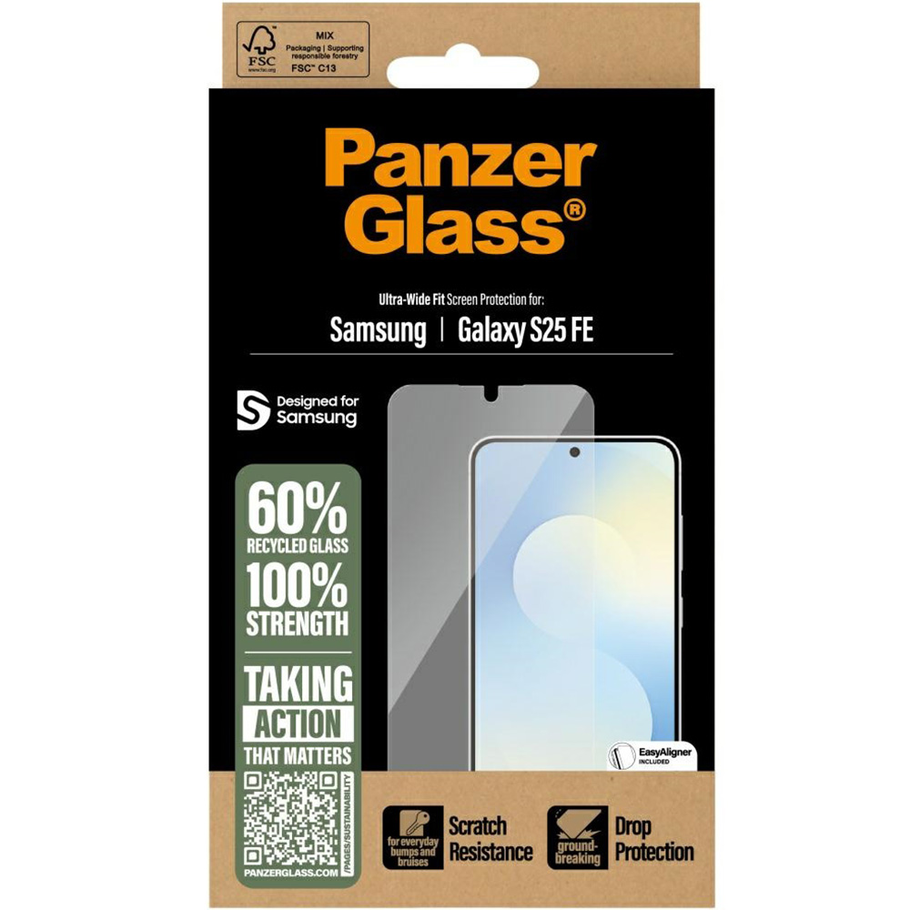 Szkło hartowane z aplikatorem PanzerGlass Ultra-Wide Fit + EasyAligner do Galaxy S25 FE
