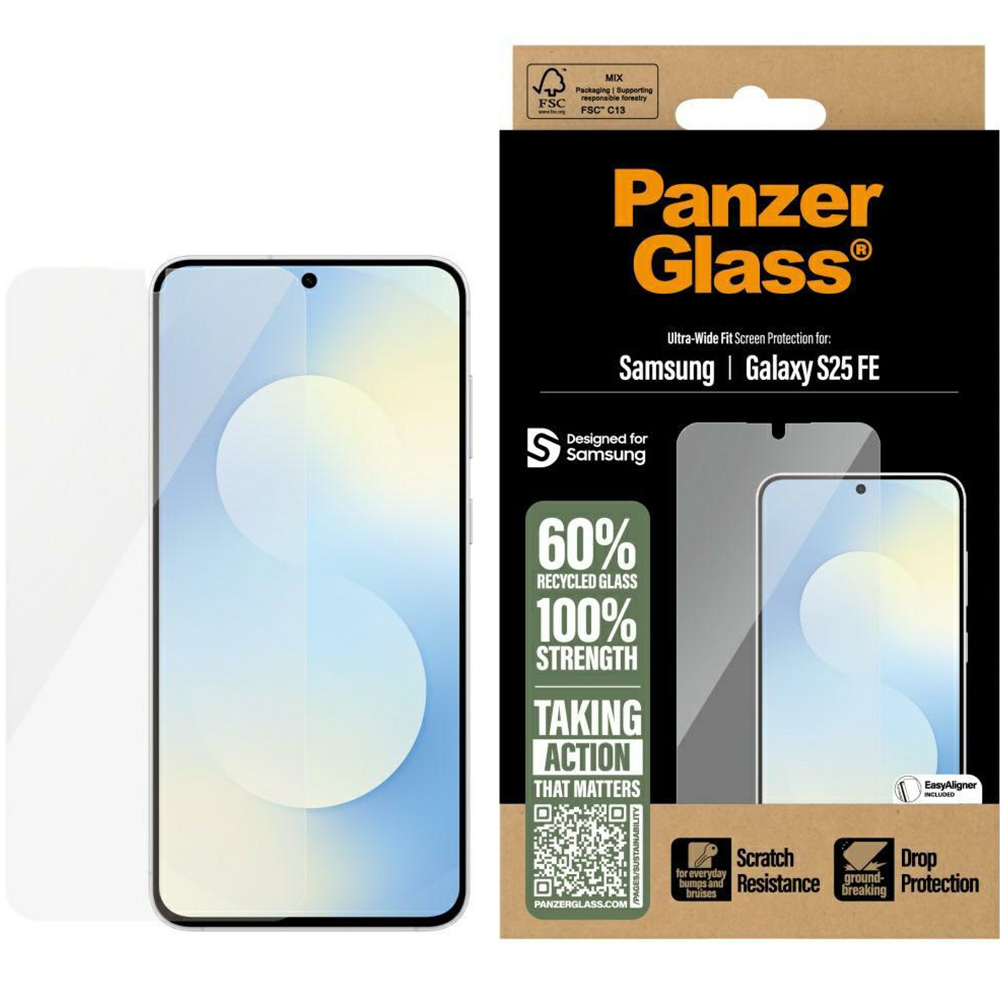Szkło hartowane z aplikatorem PanzerGlass Ultra-Wide Fit + EasyAligner do Galaxy S25 FE